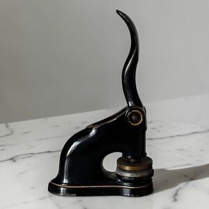 Antique SURE SHOT HOG OILER COMPANY Embossed  Stamp Corporate Iron Seal Press